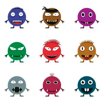 Cute monster set Stock Illustration