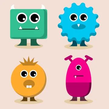 Cute Monster Set Stock Illustration