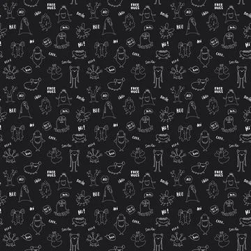 Cute monsters seamless pattern. Cartoon monsters background. Vector illustr.. 库存插图