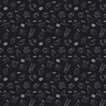 Cute monsters seamless pattern. Cartoon monsters background. Vector illustr.. イラスト素材