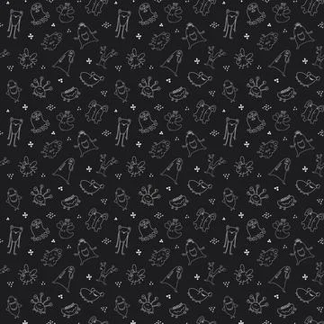 Cute monsters seamless pattern. Cartoon monsters background. Vector illustr.. 스톡 일러스트