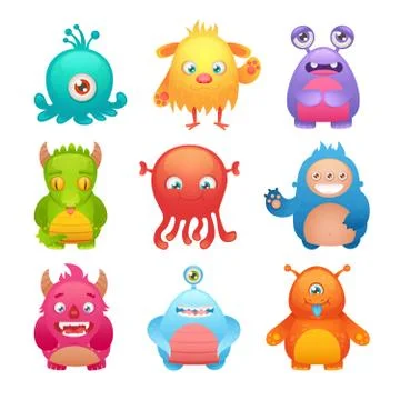 Cute monsters set Stock Illustration