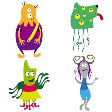 Cute monsters set Stock Illustration