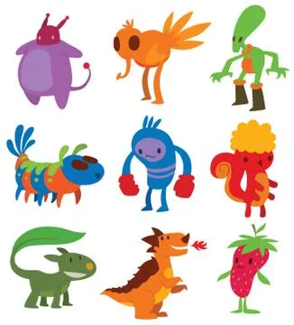 Cute monsters vector set. Stock Illustration
