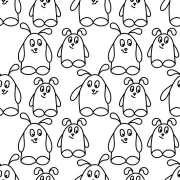 Cute monsters on a white background. Vector line drawing. Doodle iseamless Stock Illustration