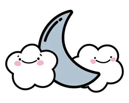Cute moon and clouds design Ilustração Stock