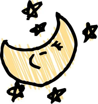 Cute moon and star scribbles drawn by children Illustrazione stock