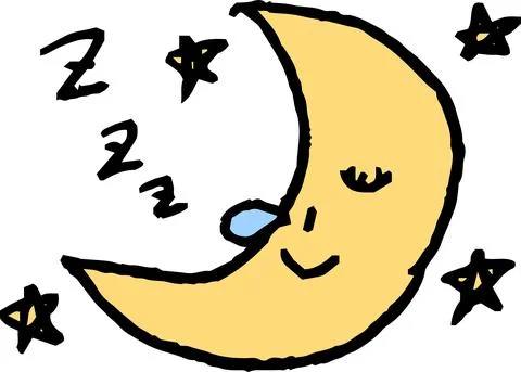 Cute moon and star scribbles drawn by children Stock Illustration
