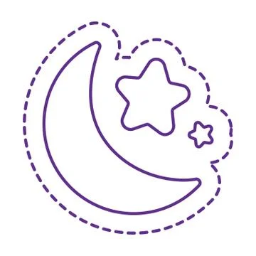 Cute moon and stars patch line style icon vector design Illustrazione stock