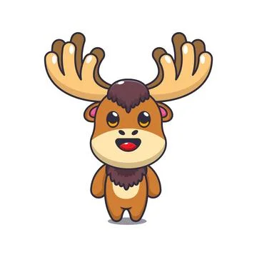 Cute moose mascot cartoon vector illustration Stock Illustration