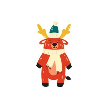 Cute moose vector illustration. Flat design over white background Stock Illustration