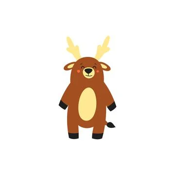Cute moose vector illustration. Flat design over white background Stock Illustration