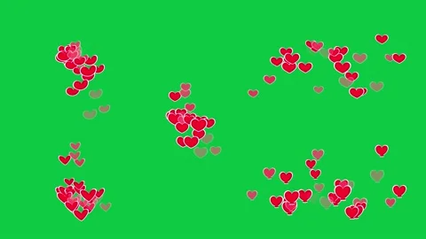 Cute motion heart sets on green background,4k design elements for valentines day Stock Footage 185557991