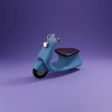 Cute motor mini motorcycle simple 3d rendering illustration on pastel background Stock Illustration