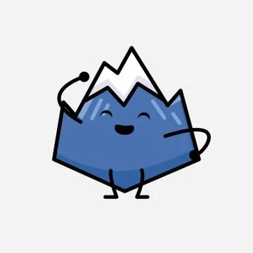 Cute Mountain Icon Mascot Vector Character in Flat Design Style Stock Illustration