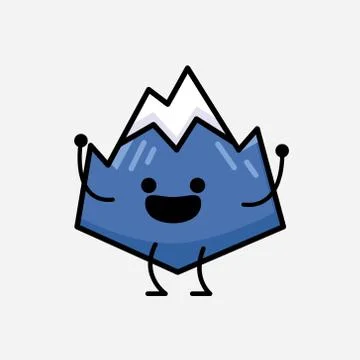 Cute Mountain Icon Mascot Vector Character in Flat Design Style Stock Illustration