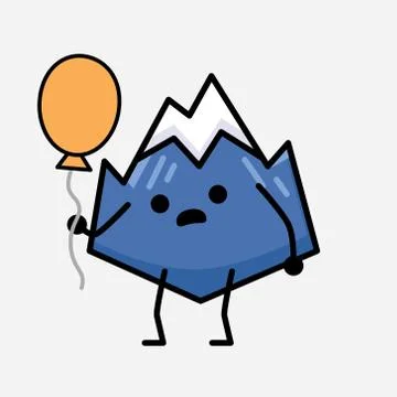 Cute Mountain Icon Mascot Vector Character in Flat Design Style Illustrazione stock