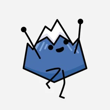 Cute Mountain Icon Mascot Vector Character in Flat Design Style Stock Illustration