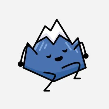 Cute Mountain Icon Mascot Vector Character in Flat Design Style Stock Illustration