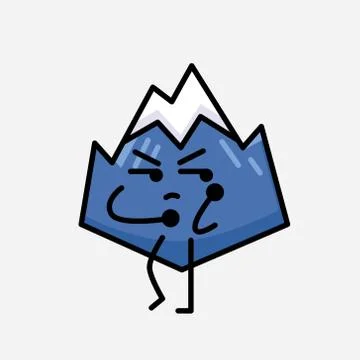 Cute Mountain Icon Mascot Vector Character in Flat Design Style Stock Illustration