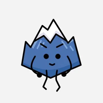 Cute Mountain Icon Mascot Vector Character in Flat Design Style Stock Illustration