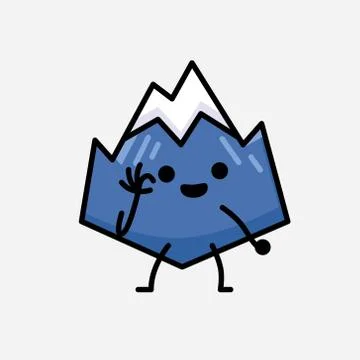 Cute Mountain Icon Mascot Vector Character in Flat Design Style Illustrazione stock