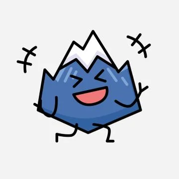 Cute Mountain Icon Mascot Vector Character in Flat Design Style Stock Illustration