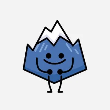 Cute Mountain Icon Mascot Vector Character in Flat Design Style Stock Illustration