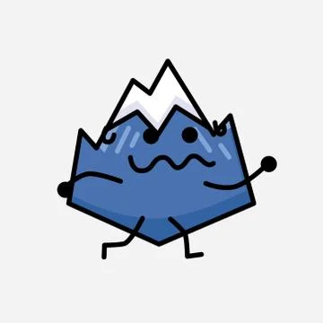 Cute Mountain Icon Mascot Vector Character in Flat Design Style Stock Illustration