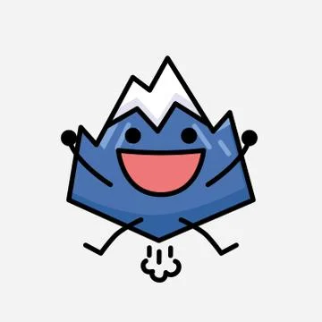 Cute Mountain Icon Mascot Vector Character in Flat Design Style Stock Illustration