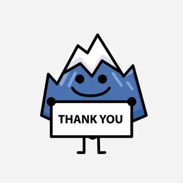 Cute Mountain Icon Mascot Vector Character in Flat Design Style Stock Illustration