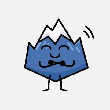 Cute Mountain Icon Mascot Vector Character in Flat Design Style Stock Illustration