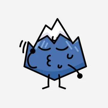 Cute Mountain Icon Mascot Vector Character in Flat Design Style Stock Illustration