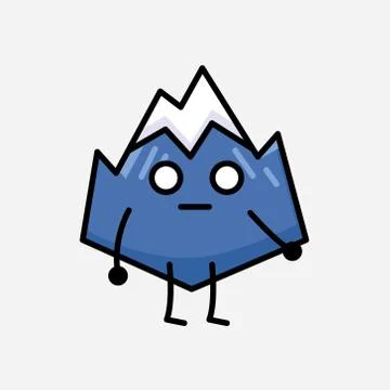 Cute Mountain Icon Mascot Vector Character in Flat Design Style Stock Illustration