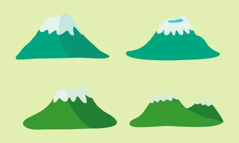 Cute mountain vector set cute cartoon style Stock Illustration