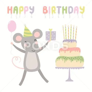 Cute Mouse Birthday Card
