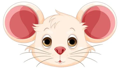 Cute mouse cartoon head isolated Stock Illustration