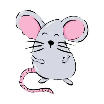 Cute mouse cartoon, vector illustration isolated on white background Stock Illustration