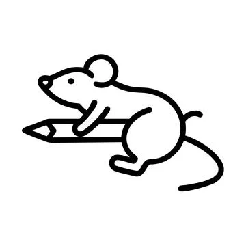 Cute Mouse Character Riding a Large Yellow Pencil Illustration Stock Illustration
