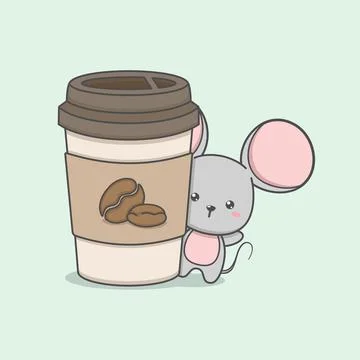 Cute Mouse With Coffee Cup Stock Illustration