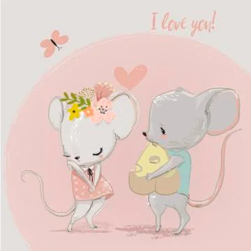 Cute mouse couple Stock Illustration