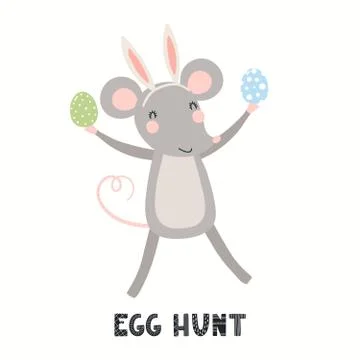 Cute mouse Easter card Stock Illustration
