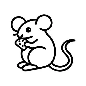 Cute mouse eating cheese, a simple and sweet cartoon Stock Illustration