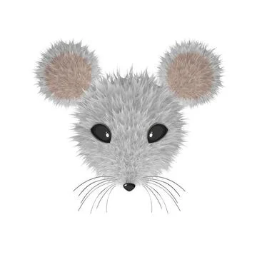 Cute mouse face with big eyes and fuzzy ears Stock Illustration