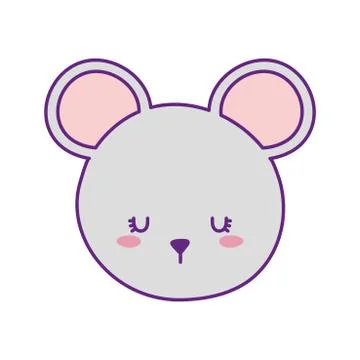 Cute mouse face cartoon line and fill style icon vector design Illustrazione stock