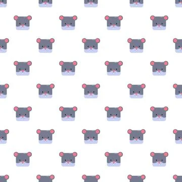 Cute mouse face cartoon seamless pattern Stock Illustration