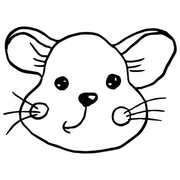 Cute mouse face icon. Vector illustration. Doodle rat logo. Illustrazione stock