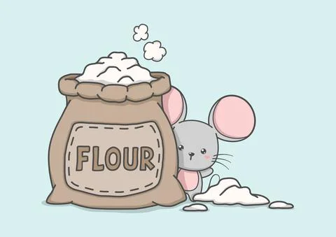 Cute Mouse With Flour Bag Stock Illustration