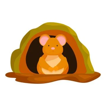 Cute mouse hiding in its cozy burrow, a charming illustration Stock Illustration