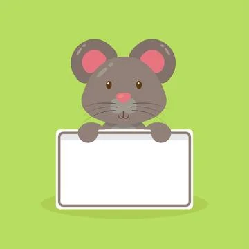 Cute Mouse Holding Blank Text Board Stock Illustration
